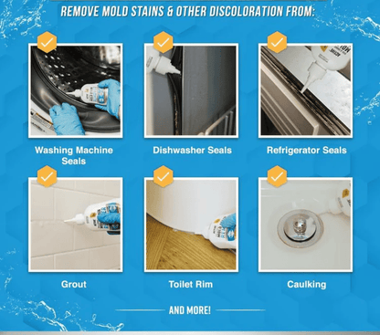 Schimmelentferner-Gel mit Scheuerbürste – Effektiver Schimmelentferner für Waschmaschinen-Dichtungen, Duschfugen, Fliesenfugen und Badezimmer