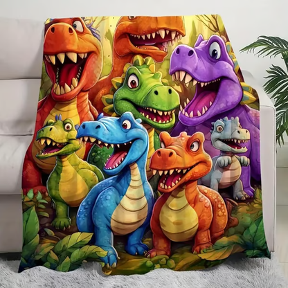 🦖 Flanelldecke mit niedlichem Dinosaurier-HD-Digitaldruck