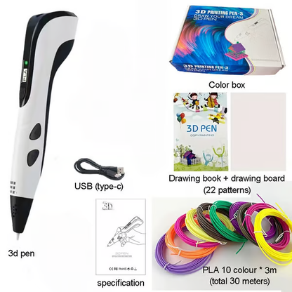 🎁Neuer 3D-Druckstift, 3D-Stift-Set für Kinder, mit LCD-Display und PLA-Filament