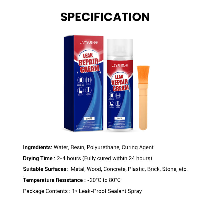 ✨  Instant Leak Repair Spray - Dichtung von Rissen und Lücken in 5 Minuten, wasserdicht und flexibel für Rohre/Dächer
