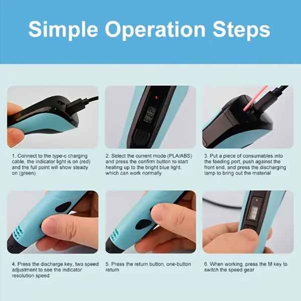 🎁Neuer 3D-Druckstift, 3D-Stift-Set für Kinder, mit LCD-Display und PLA-Filament