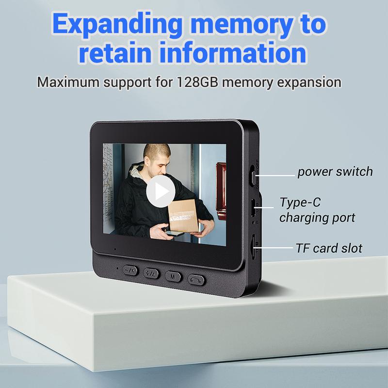 Drahtlose Türklingel-Kamera: 1080P, 170°-Winkel, 4,3-Zoll-Bildschirm, IPX65-Outdoor-Wasserdichtigkeit, Nachtsicht