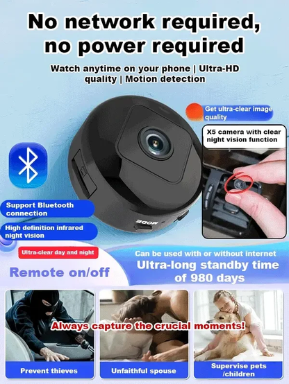 【Hidden camera HD night vision】No WIFI or electricity required💯Tiny and installs in 1 second ⚠️Remote real-time viewing