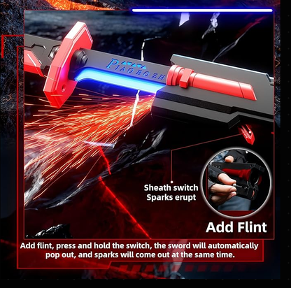 🔥Lichtschwert 7 Farben fließendes Funken-Schwert mit Soundeffekten LED-Schwert mit Rauchlicht-Lichtschwert für Kinder