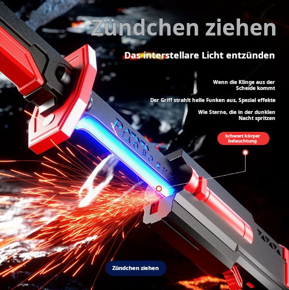 🔥Lichtschwert 7 Farben fließendes Funken-Schwert mit Soundeffekten LED-Schwert mit Rauchlicht-Lichtschwert für Kinder