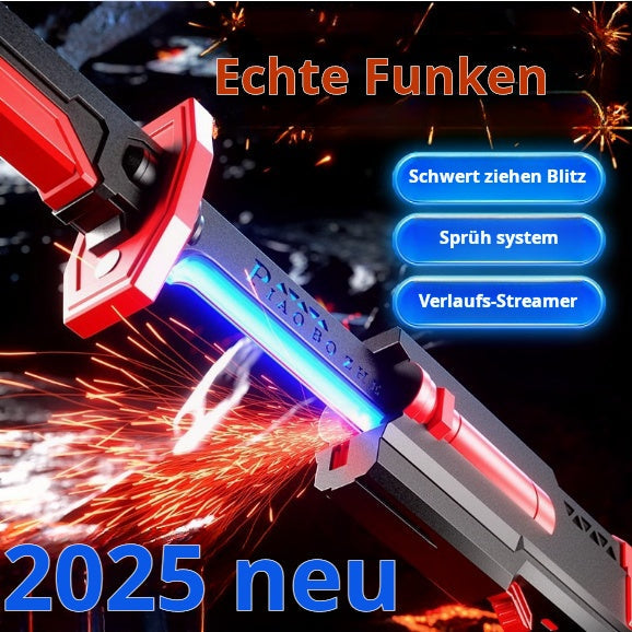 🔥Lichtschwert 7 Farben fließendes Funken-Schwert mit Soundeffekten LED-Schwert mit Rauchlicht-Lichtschwert für Kinder