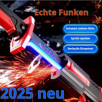 🔥Lichtschwert 7 Farben fließendes Funken-Schwert mit Soundeffekten LED-Schwert mit Rauchlicht-Lichtschwert für Kinder
