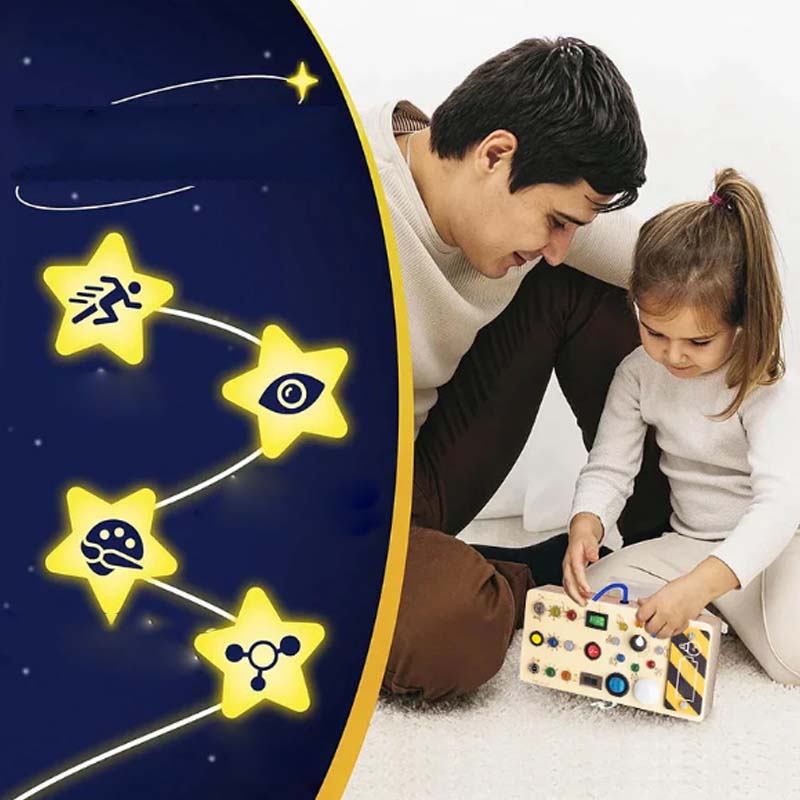 Holz beschäftigtes Brettspielzeug mit LED-Lichtern